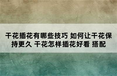 干花插花有哪些技巧 如何让干花保持更久 干花怎样插花好看 搭配